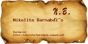 Nikolits Barnabás névjegykártya